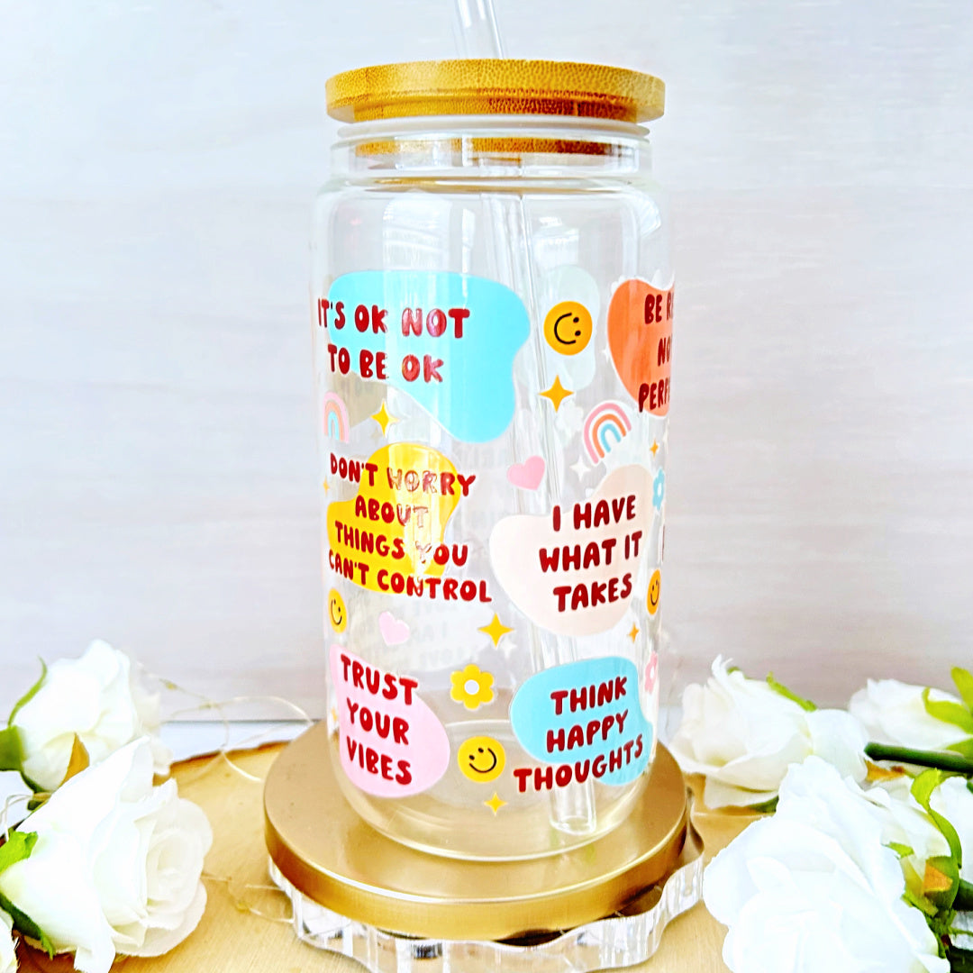 16 oz Libbey Glass Cup - My Happy Mindset Cup